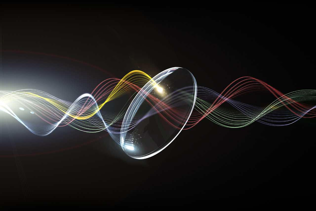 Light waves passing through a lens