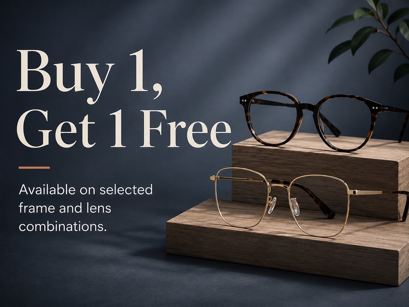 Buy 1 Get 1 on selected frames and lenses